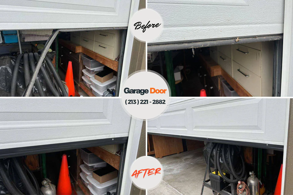 Before and after: garage door repair Waupaca, WI